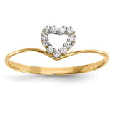 14k gold CZ heart ring from Solomon Jewelers, featuring a sparkling heart-shaped cubic zirconia gemstone.