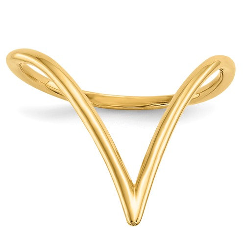 14k gold chevron-shaped ring with a sleek, modern design, perfect for elegant jewelry collections.