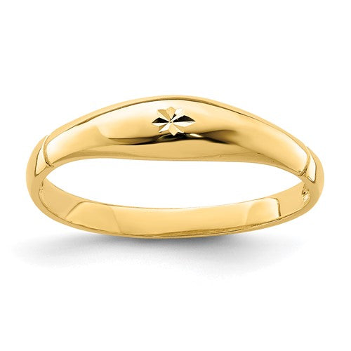 14K yellow gold D/C band ring featuring a sleek, polished design, perfect for everyday jewelry by Solomon Jewelers.
