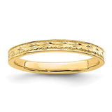 14K polished floral ring from Solomon Jewelers featuring intricate floral design and shiny gold finish.