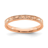 14K rose gold polished floral design ring from Solomon Jewelers, showcasing intricate flower motifs on a smooth band.