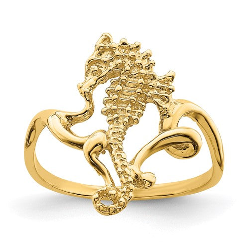 14k-polished-textured-2-d-seahorse-ring-size-7-SolomonJeweler-Wichita-KS-CustomJewelry