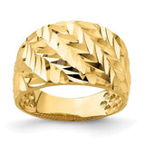 14k gold D/C arrow slash dome ring from Solomon Jewelers, featuring a sleek, modern design and polished finish.
