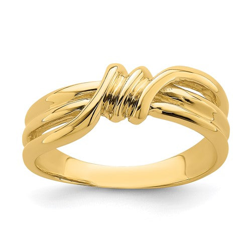 14k polished ribbed band ring from Solomon Jewelers, showcasing a smooth, textured gold jewelry ring on a white background.