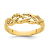 14k polished braided knot ring from Solomon Jewelers, showcasing a sleek, elegant jewelry ring with intricate braided design.
