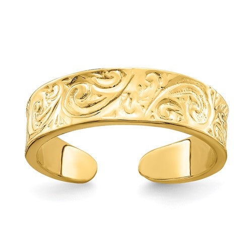 14k-adjustable-scroll-pattern-toe-ring-SolomonJeweler-Wichita-KS-CustomJewelry