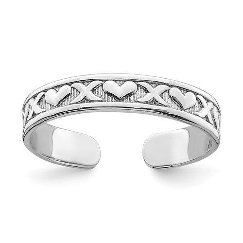 14k-white-gold-small-x-and-hearts-adjustable-toe-ring-SolomonJeweler-Wichita-KS-CustomJewelry