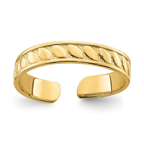 14k-adjustable-leaf-engraved-design-toe-ring-SolomonJeweler-Wichita-KS-CustomJewelry