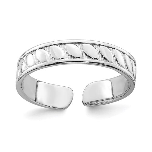 14k-white-gold-adjustable-leaf-engraved-design-toe-ring-SolomonJeweler-Wichita-KS-CustomJewelry