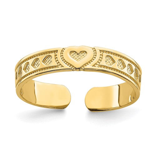 14k-engraved-heart-design-adjustable-toe-ring-SolomonJeweler-Wichita-KS-CustomJewelry