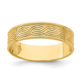 14k gold wave engraved thumb ring in size 9, featuring a sleek, textured design with intricate wave pattern from Solomon Jewelers.