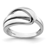14K white gold ring with polished folded design, elegant jewelry band showcasing craftsmanship and shiny finish.