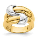 14K two-tone polished knot dome band ring with a smooth finish, featuring a stylish intertwined knot design.