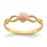 14k two-tone flower ring featuring gold and silver accents, elegant jewelry ring with floral design from Solomon Jewelers.