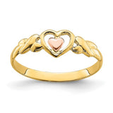 14k two-tone polished hearts ring featuring gold and silver accents, elegant jewelry ring from Solomon Jewelers.