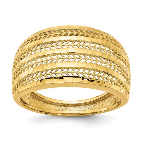 14K polished fancy ring from Solomon Jewelers, showcasing intricate design and high-quality gold craftsmanship.