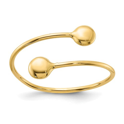 Polished 14K gold adjustable fashion ring from Solomon Jewelers featuring a sleek, modern design.