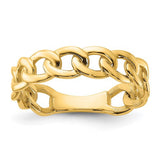 14k polished gold curb link ring, 5mm wide, size 8, jewelry by Solomon Jewelers, with a sleek, shiny finish.