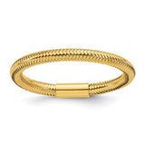 14k gold mesh stretch ring from Solomon Jewelers, featuring a flexible, textured band suitable for everyday wear.
