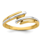 14k white gold bypass ring with white rhodium polish, featuring a sleek and modern jewelry design.