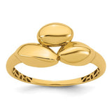 14k polished trio domed ring from Solomon Jewelers, showcasing a smooth, shiny gold band with three interconnected domed sections.