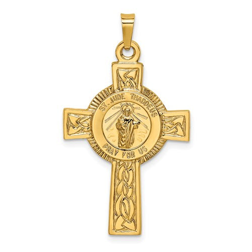 14k-cross-w-st-jude-medal-pendant-SolomonJeweler-Wichita-KS-CustomJewelry