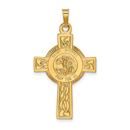 14k-cross-w-st-michael-medal-pendant-SolomonJeweler-Wichita-KS-CustomJewelry