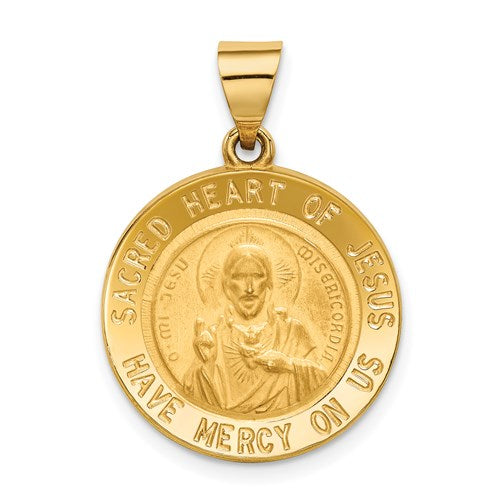 14k-sacred-heart-of-jesus-medal-hollow-round-pendant-SolomonJeweler-Wichita-KS-CustomJewelry