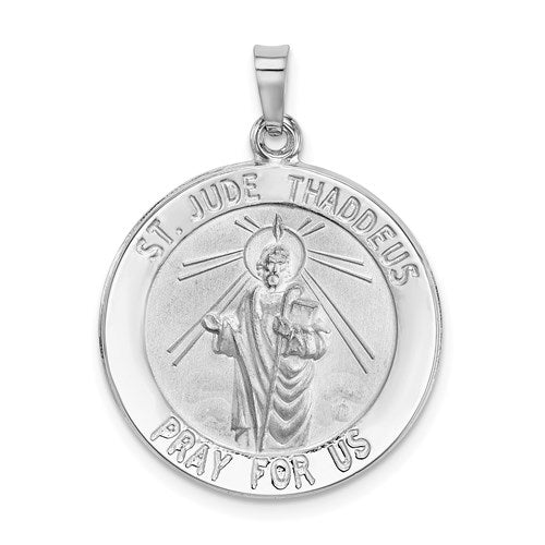 14k-white-gold-saint-jude-medal-pendant-SolomonJeweler-Wichita-KS-CustomJewelry