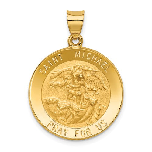 14k-saint-michael-medal-hollow-pendant-SolomonJeweler-Wichita-KS-CustomJewelry