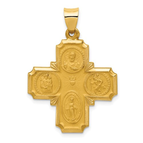 14k-four-way-religious-medal-hollow-pendant-SolomonJeweler-Wichita-KS-CustomJewelry