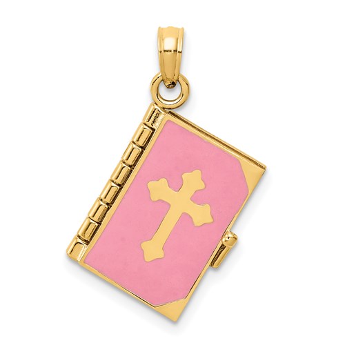 14k-3d-pink-enameled-lords-prayer-bible-pendant-SolomonJeweler-Wichita-KS-CustomJewelry