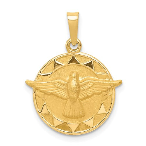 14k-holy-spirit-medal-hollow-round-pendant-SolomonJeweler-Wichita-KS-CustomJewelry