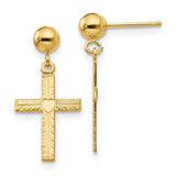 14k-polished-satin-cross-dangle-earrings-SolomonJeweler-Wichita-KS-CustomJewelry
