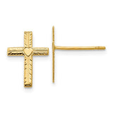 14k-polished-satin-heart-cross-earrings-SolomonJeweler-Wichita-KS-CustomJewelry