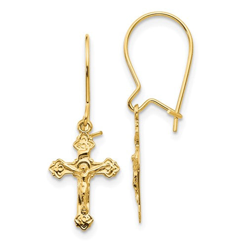 14k-polished-crucifix-earrings-SolomonJeweler-Wichita-KS-CustomJewelry