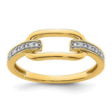14K polished diamond link fashion ring from Solomon Jewelers featuring a sleek design and sparkling diamonds.