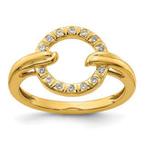 14K polished gold diamond open circle fashion ring showcasing elegant design and sparkling diamonds, crafted by Solomon Jewelers.