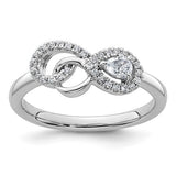14K white gold polished diamond infinity ring with sparkling diamonds, elegant jewelry piece from Solomon Jewelers.