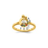14k gold mother and child ring with six birthstones and diamond accents, semi-mount design by Solomon Jewelers.