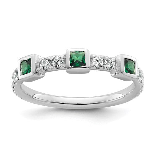 14k-white-gold-polished-diamond-and-emerald-fashion-ring-SolomonJeweler-Wichita-KS-CustomJewelry