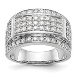 14K white gold men's diamond band ring featuring sparkling diamonds, crafted by Solomon Jewelers.