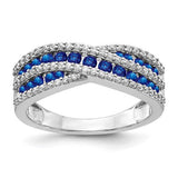 14k white gold ring featuring diamonds and sapphires, showcasing elegant jewelry design with sparkling gemstones.