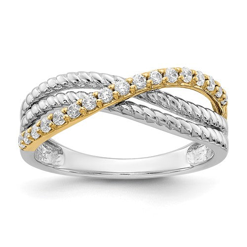 14k two-tone diamond fancy ring from Solomon Jewelers featuring intricate design and sparkling diamonds.
