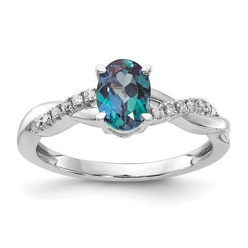 14k-white-gold-oval-created-alexandrite-and-diamond-ring-SolomonJeweler-Wichita-KS-CustomJewelry