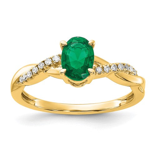14k-oval-created-emerald-and-diamond-ring-SolomonJeweler-Wichita-KS-CustomJewelry