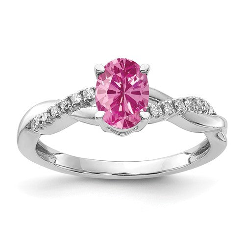 14k-white-gold-oval-created-pink-sapphire-and-diamond-ring-SolomonJeweler-Wichita-KS-CustomJewelry