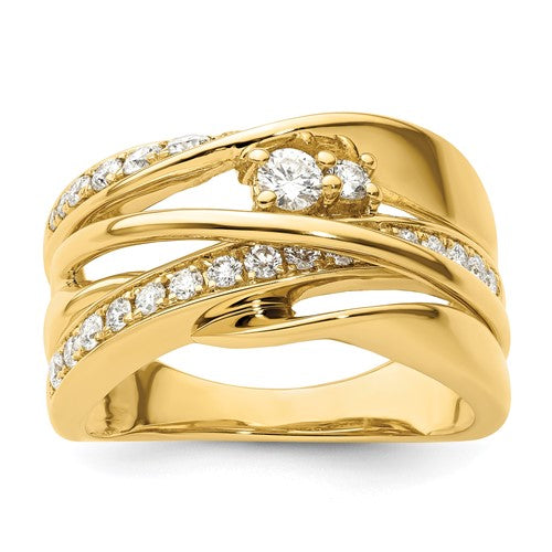 14k gold fancy diamond ring with intricate design, showcasing sparkling diamonds, from Solomon Jewelers' jewelry collection.