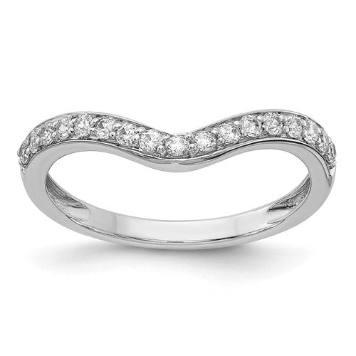 14k white gold diamond ring guard with sparkling diamonds, designed to complement and protect a wedding or engagement ring.