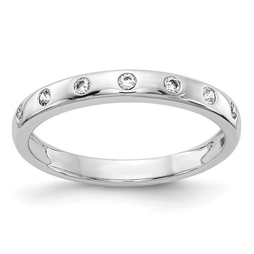 14k white gold diamond ring with seven sparkling stones, elegant jewelry band from Solomon Jewelers.